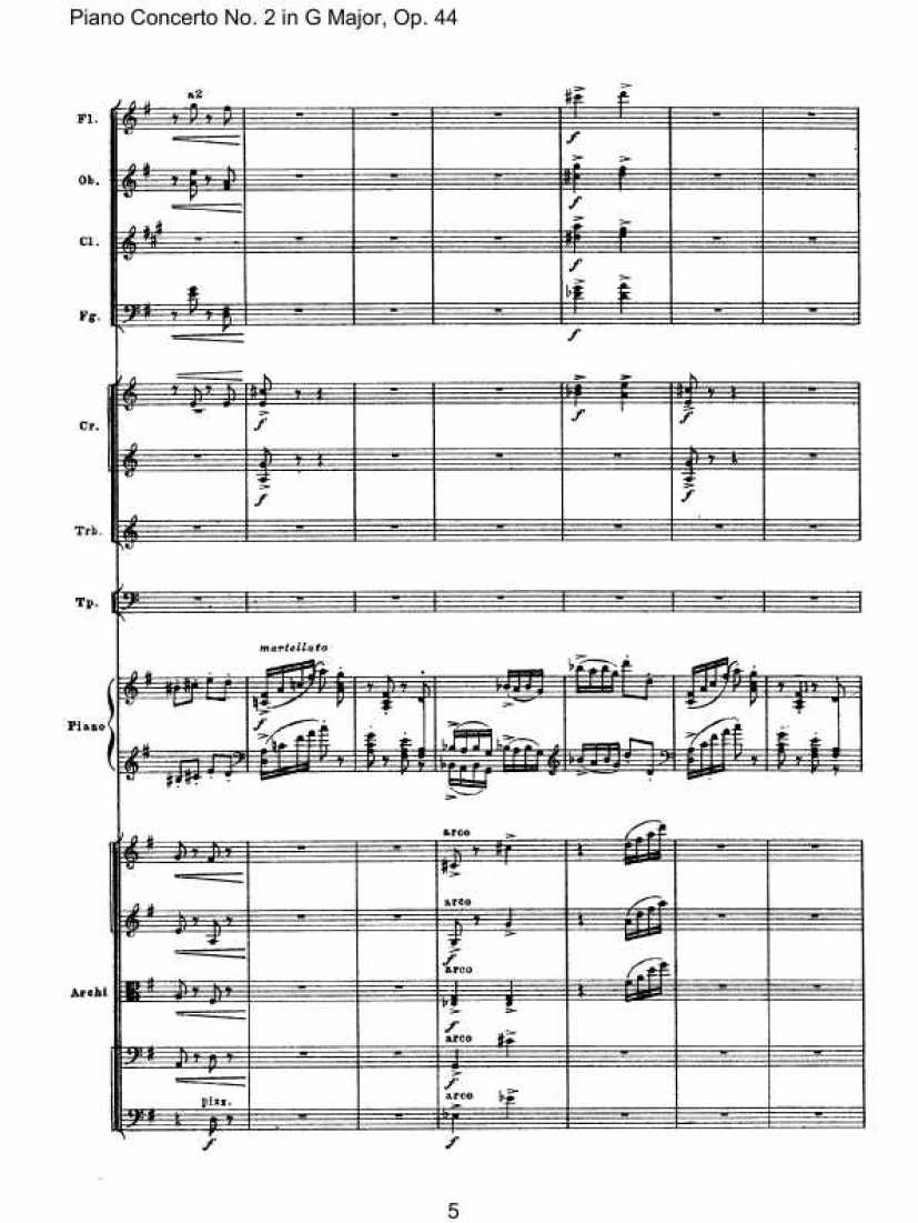 Piano Concerto No. 2 in G Major, Op. 44钢琴谱