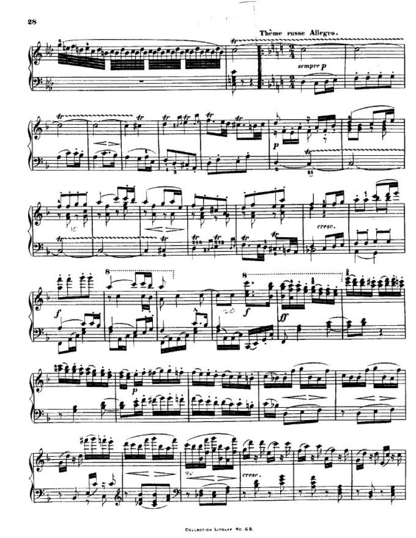 F大调第七弦乐四重奏 String Quartet No.7 in F Major Op.59钢琴谱