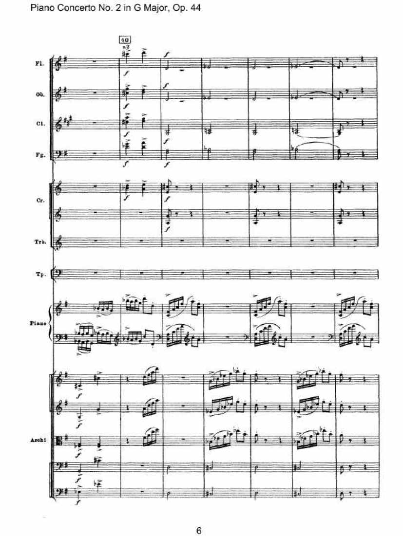 Piano Concerto No. 2 in G Major, Op. 44钢琴谱