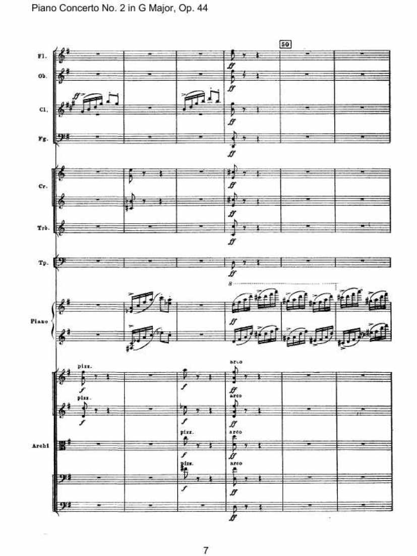 Piano Concerto No. 2 in G Major, Op. 44钢琴谱