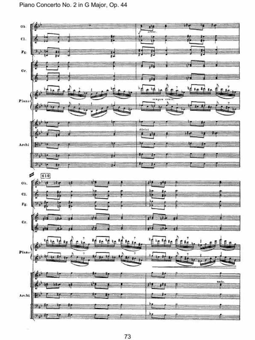 Piano Concerto No. 2 in G Major, Op. 44钢琴谱