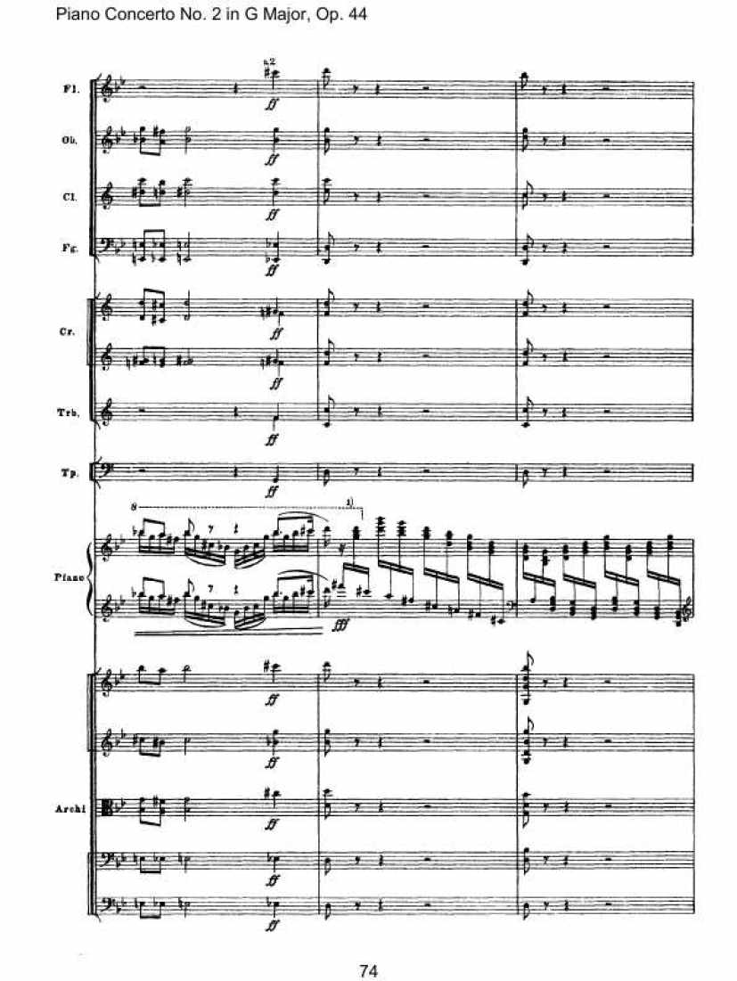 Piano Concerto No. 2 in G Major, Op. 44钢琴谱