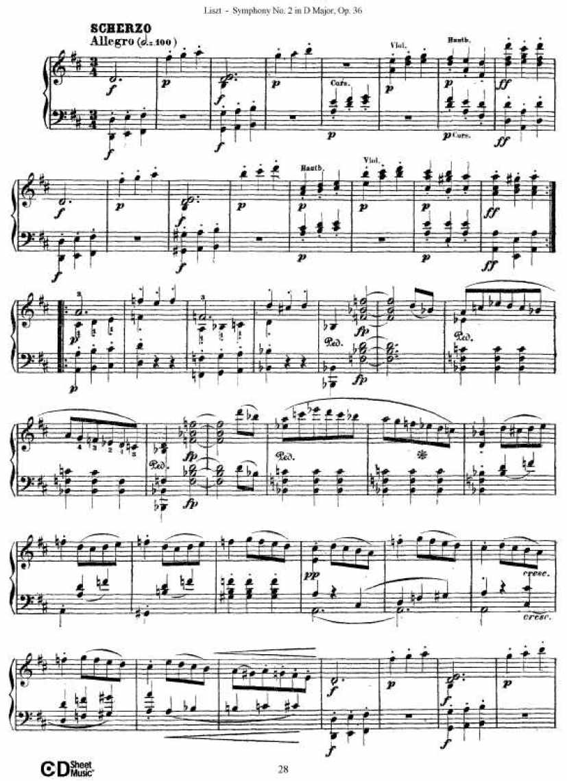 D大调第二交响曲 Symphony No.2 in D Major Op.36钢琴谱