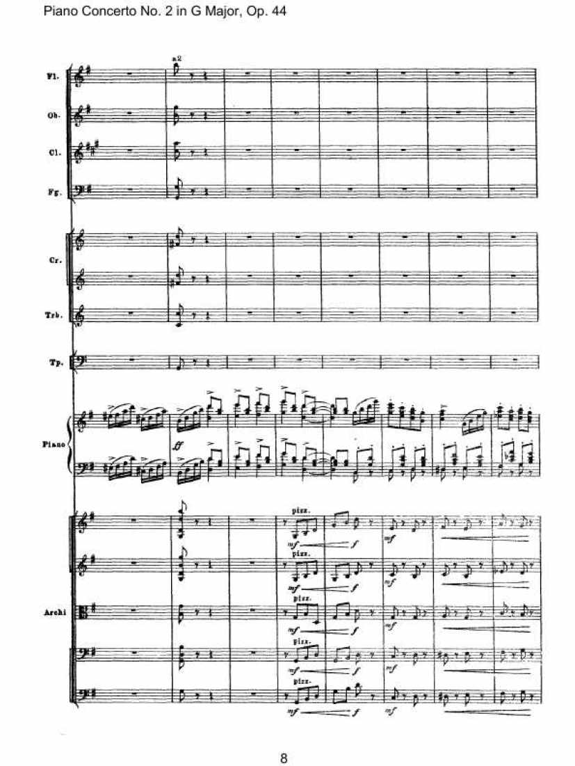 Piano Concerto No. 2 in G Major, Op. 44钢琴谱