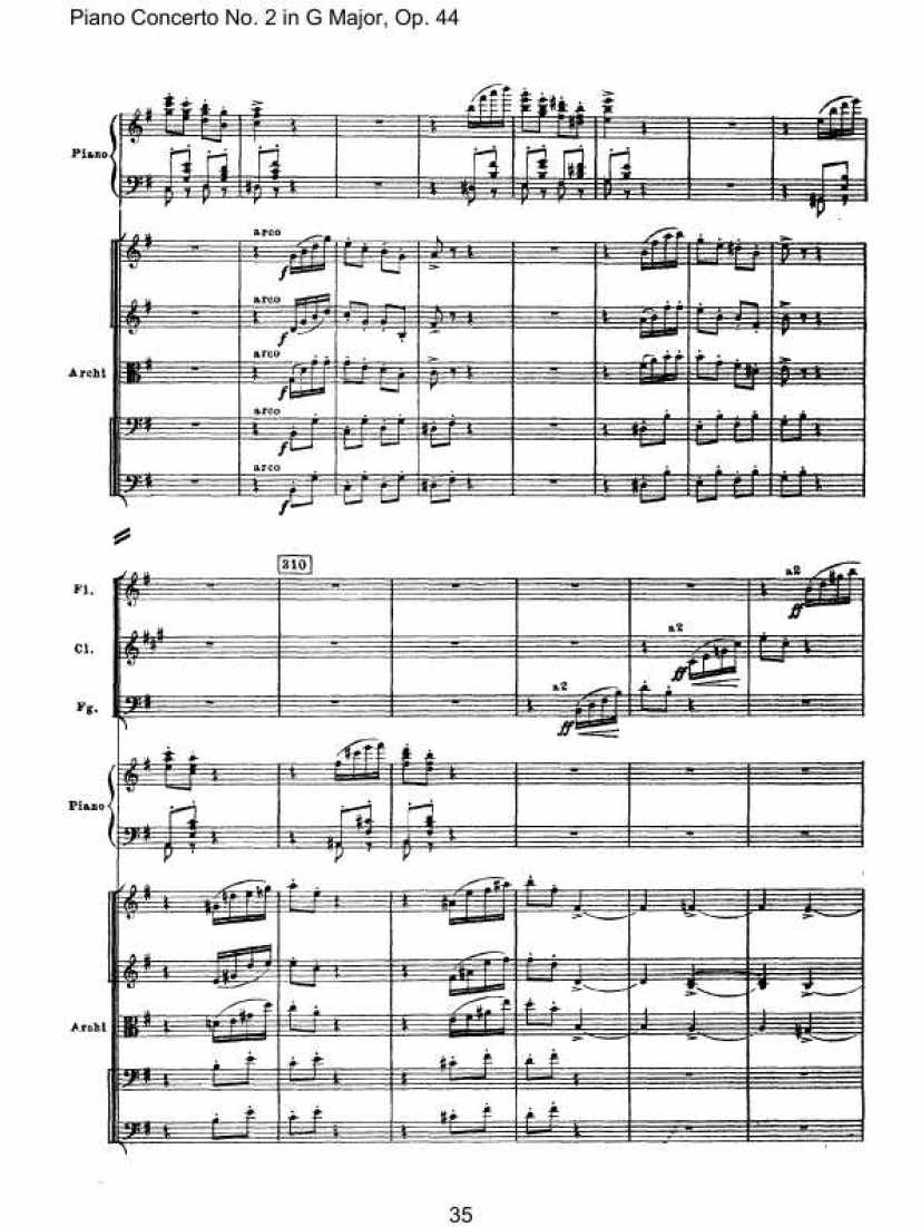 Piano Concerto No. 2 in G Major, Op. 44钢琴谱