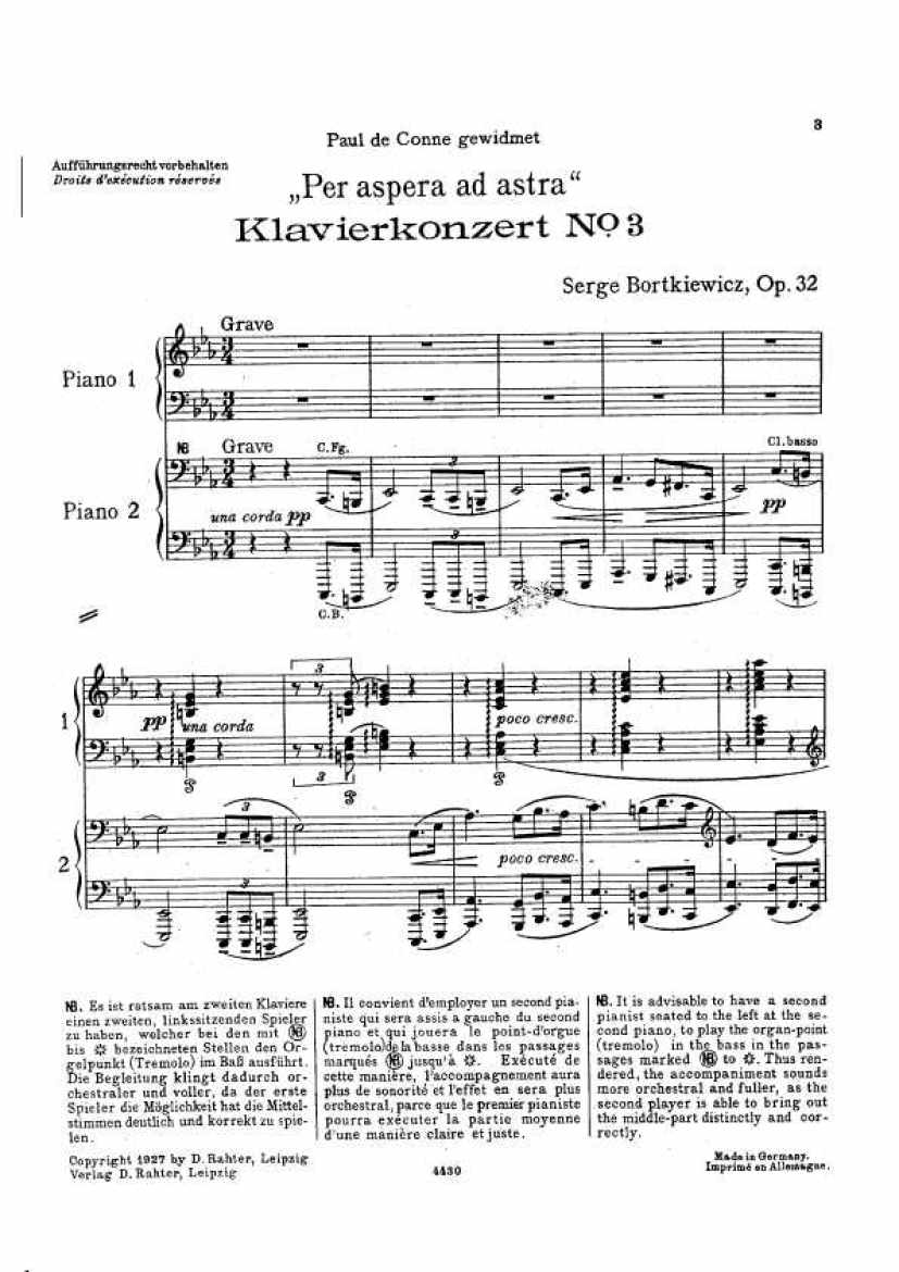 Bortkiewicz op.32 Klavierkonzert Nr.3 c钢琴谱