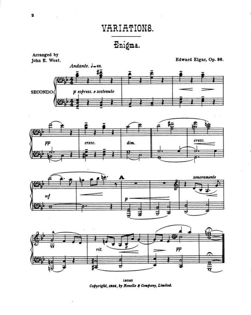 谜的变奏曲 Enigma Variations Op.36 Elgar,4钢琴谱