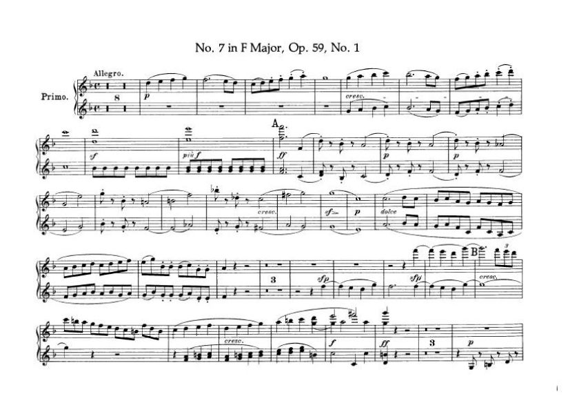 F大调第七弦乐四重奏 String Quartet No.7 in F Major Op.59钢琴谱