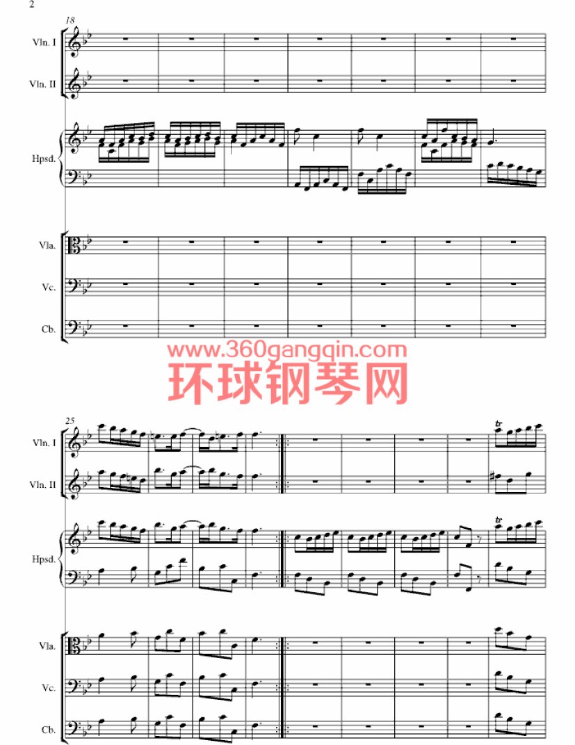 羽管键琴协奏曲 第三乐章 有节制的快板钢琴谱