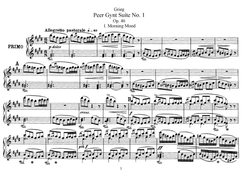 Peer Gynt Suite no.1钢琴谱