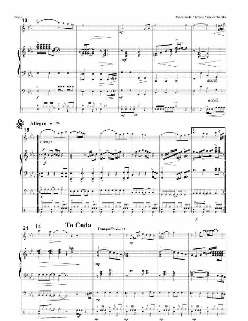 Punta Suite (Suite For Piano, Flute, Double Bass And Drums钢琴谱