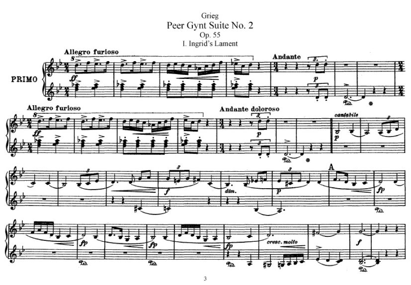 Peer Gynt Suite no.2钢琴谱