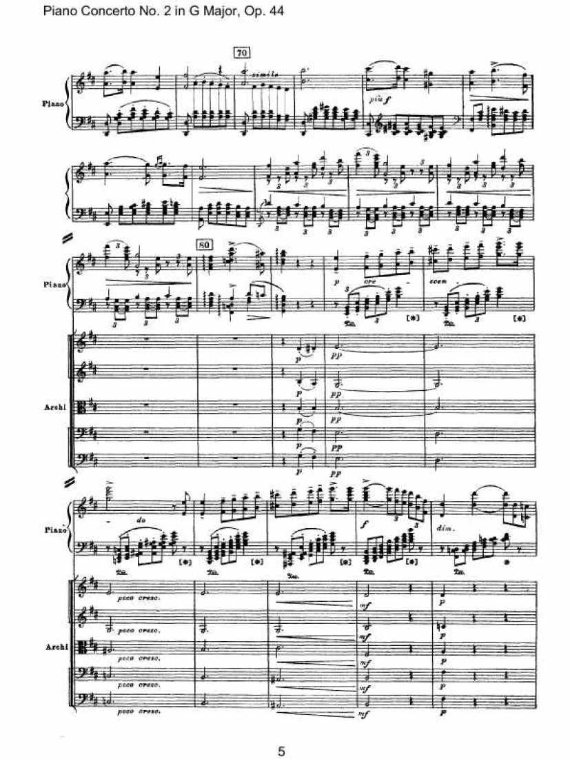 Piano Concerto No. 2 in G Major, Op. 44钢琴谱