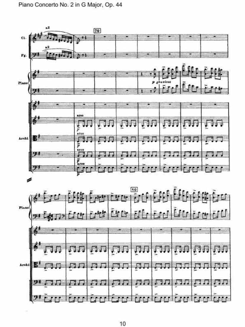 Piano Concerto No. 2 in G Major, Op. 44钢琴谱