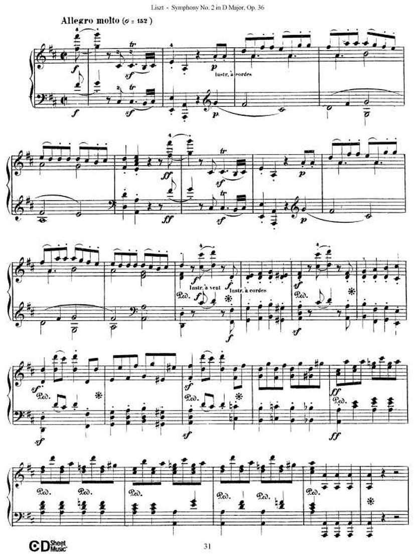 D大调第二交响曲 Symphony No.2 in D Major Op.36钢琴谱