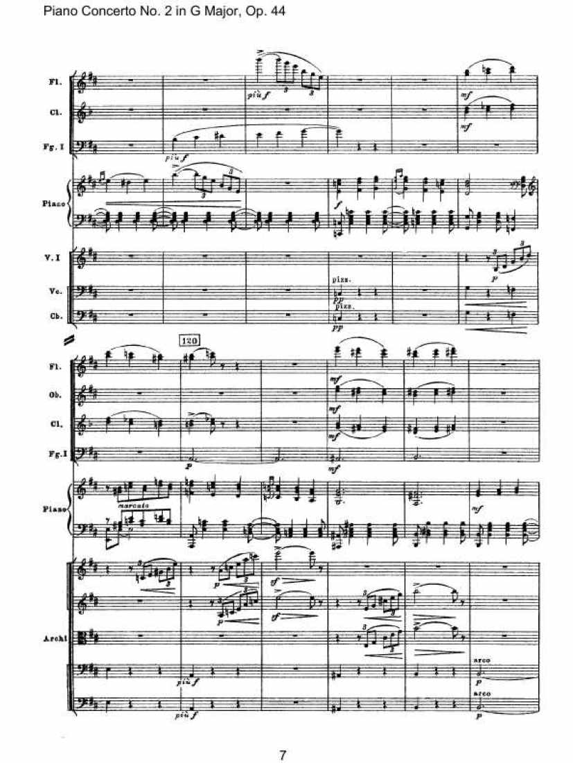 Piano Concerto No. 2 in G Major, Op. 44钢琴谱