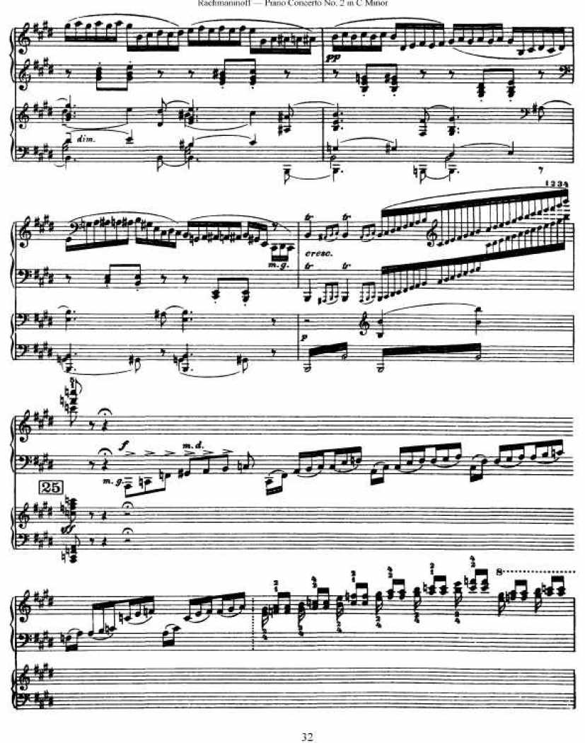 拉赫曼尼诺夫第二钢琴协奏曲 双钢琴版 Rakhmaninov Piano Concerto No.2 in C Minor钢琴谱