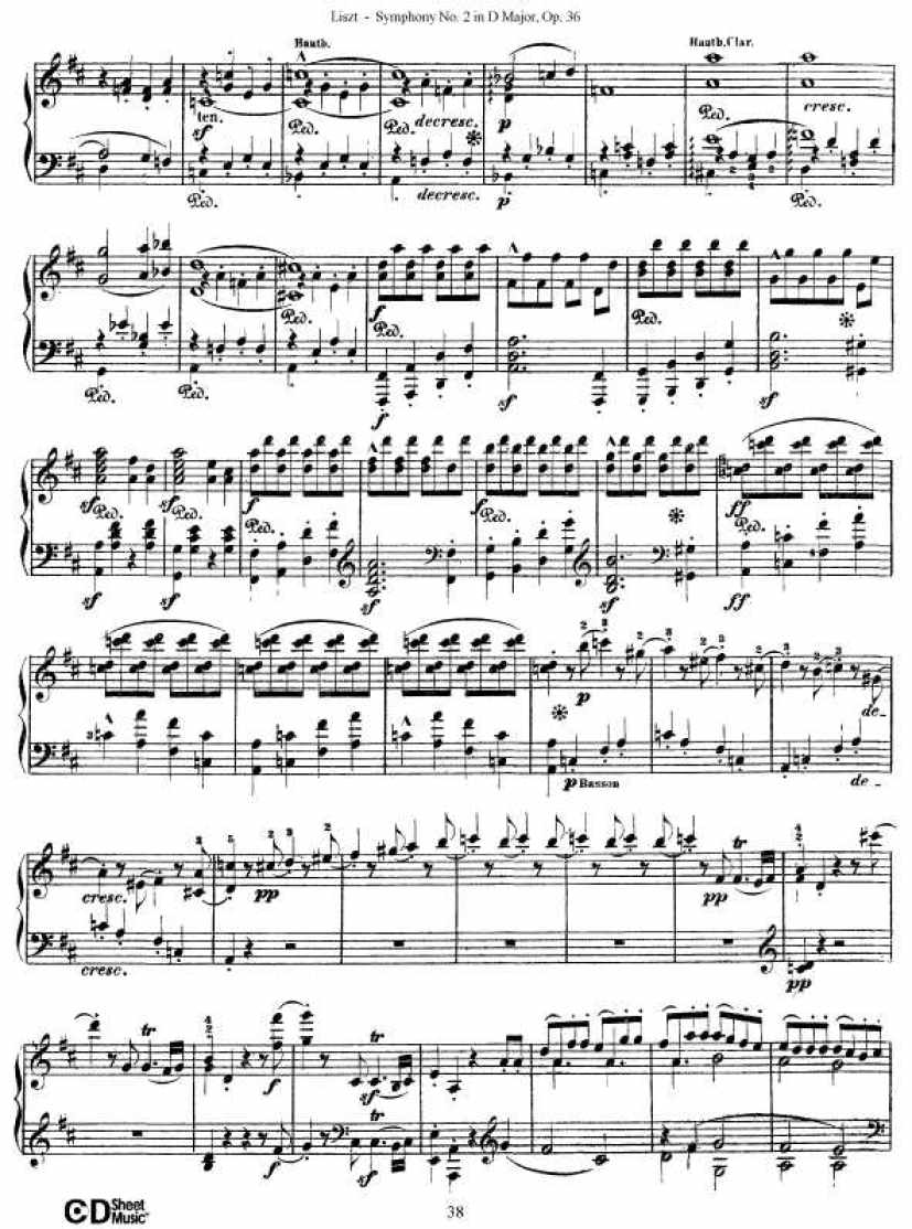 D大调第二交响曲 Symphony No.2 in D Major Op.36钢琴谱