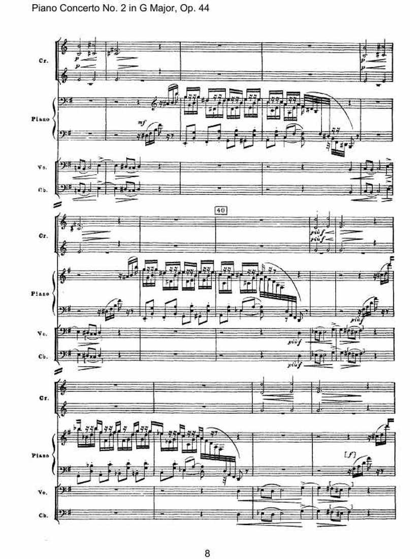 Piano Concerto No. 2 in G Major, Op. 44钢琴谱