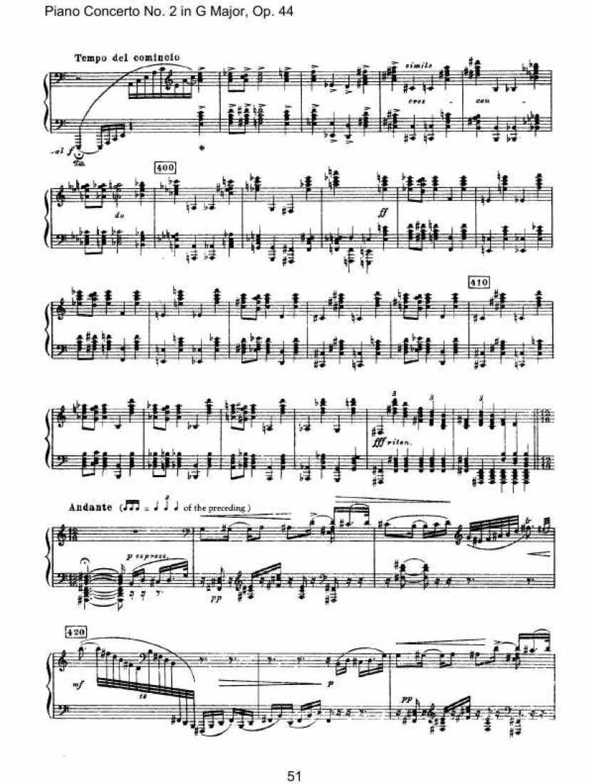 Piano Concerto No. 2 in G Major, Op. 44钢琴谱