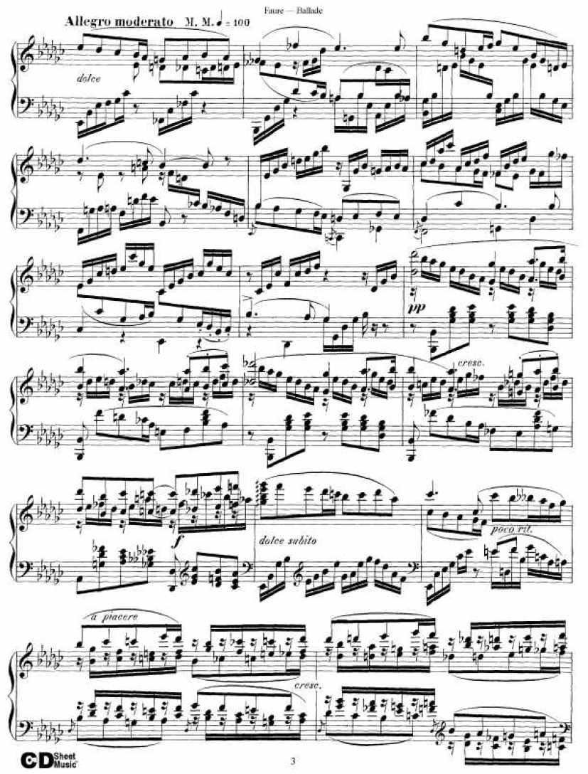 叙事曲 Ballade for Piano and Orchestra Op.19钢琴谱