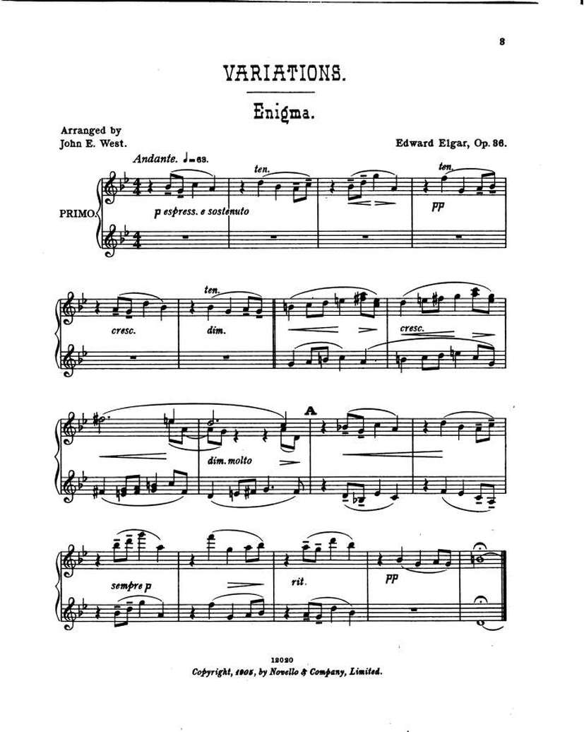 谜的变奏曲 Enigma Variations Op.36 Elgar,4钢琴谱