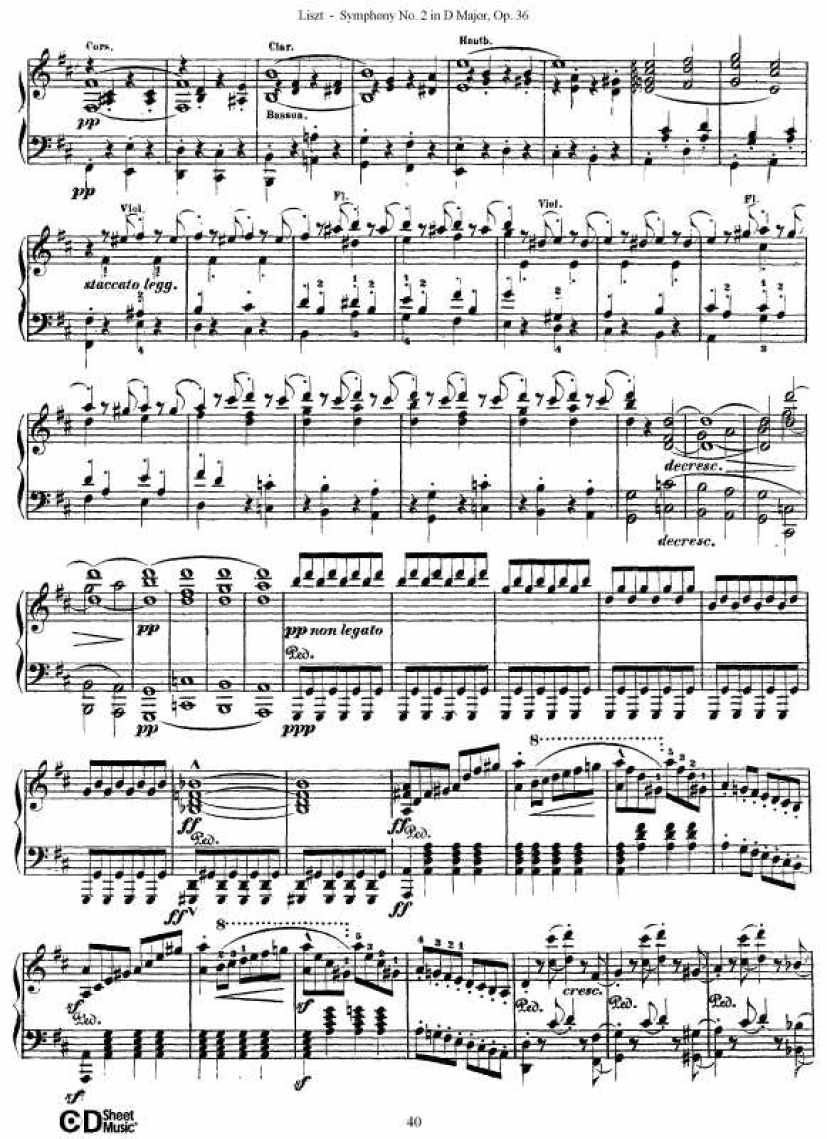 D大调第二交响曲 Symphony No.2 in D Major Op.36钢琴谱