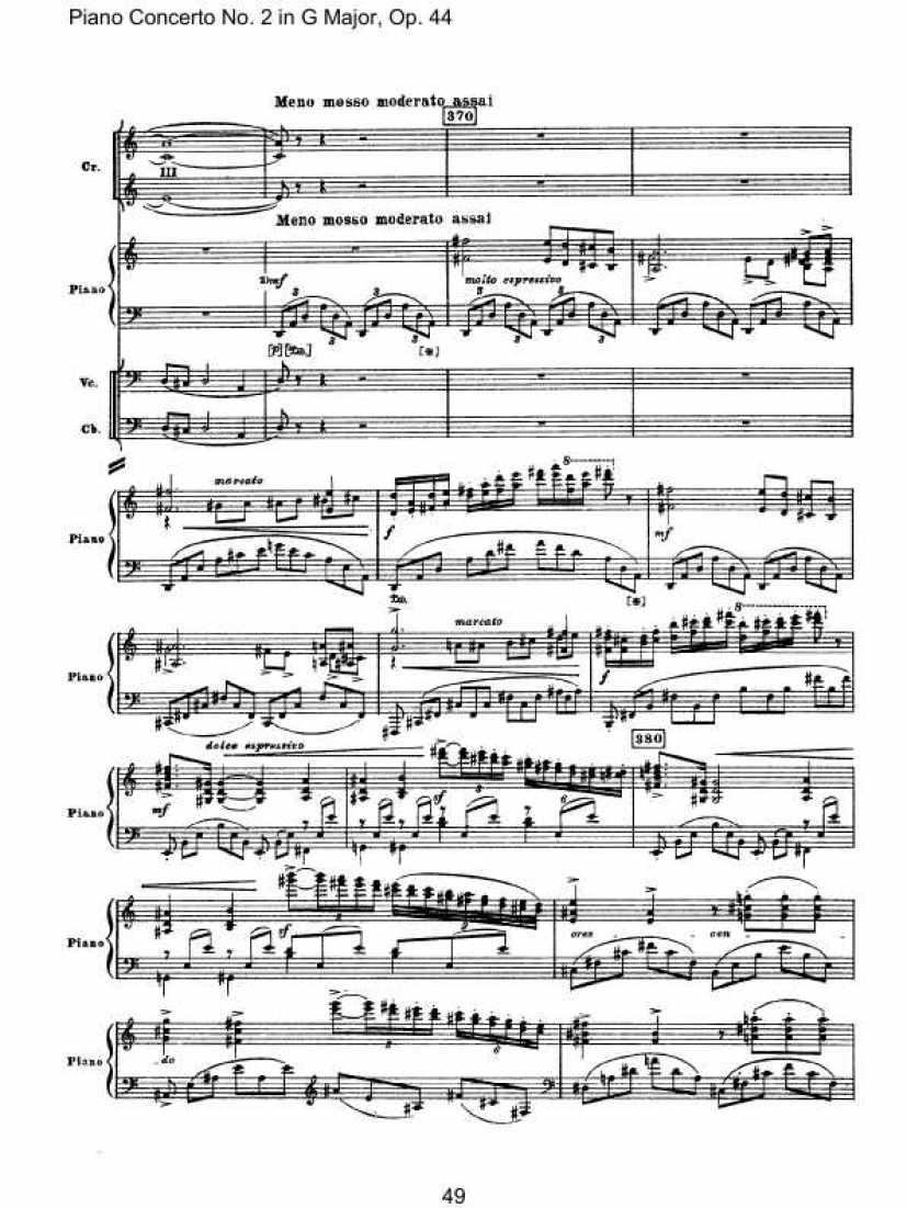 Piano Concerto No. 2 in G Major, Op. 44钢琴谱