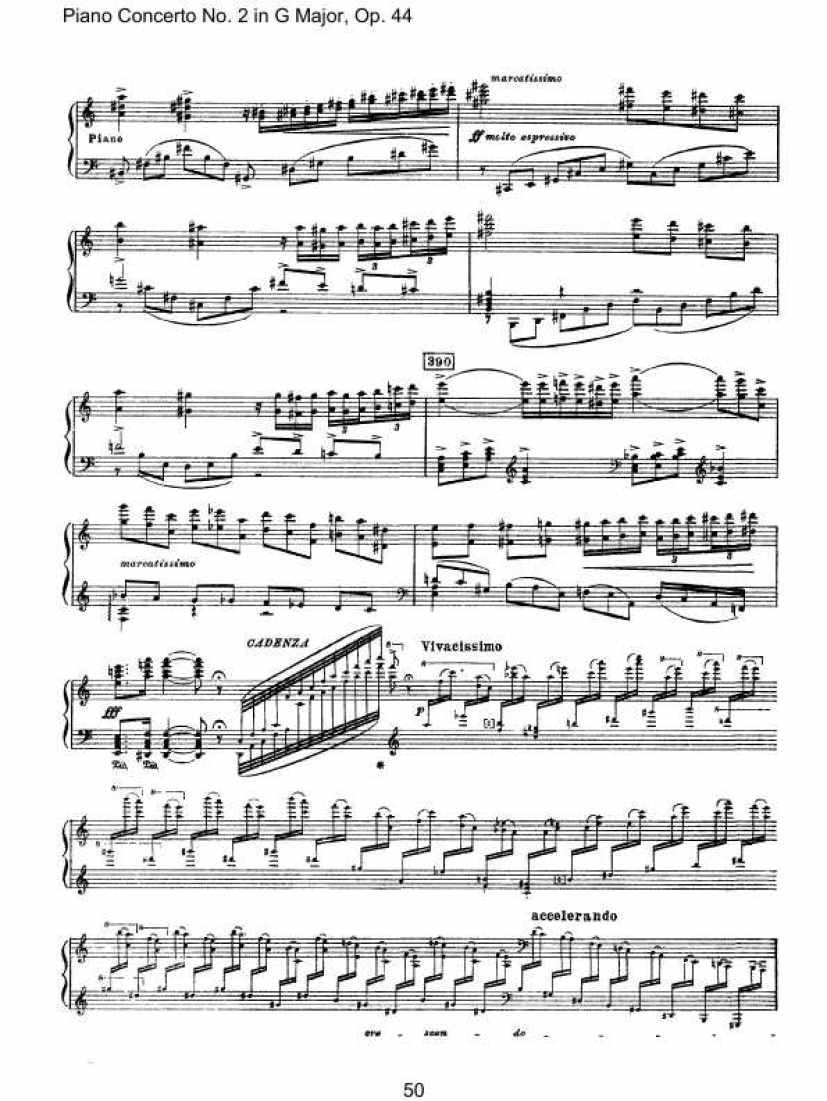 Piano Concerto No. 2 in G Major, Op. 44钢琴谱