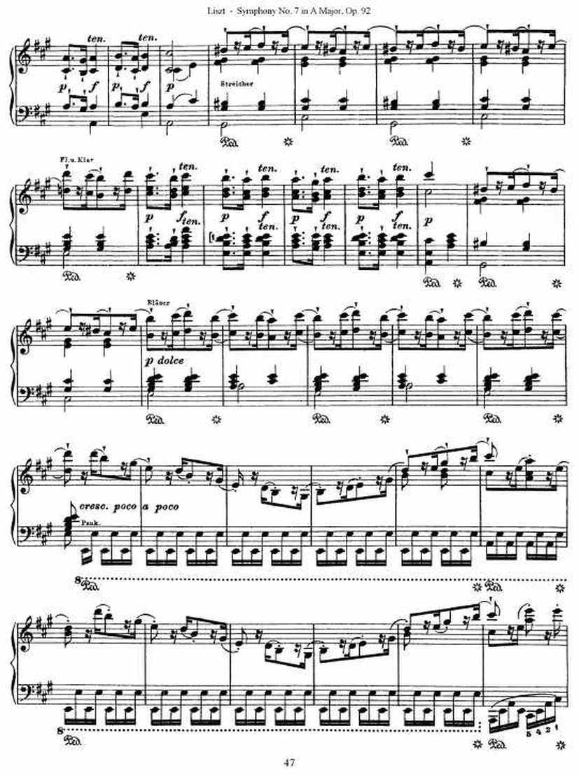 A大调第七交响曲 Symphony No.7 in A Major Op.92钢琴谱