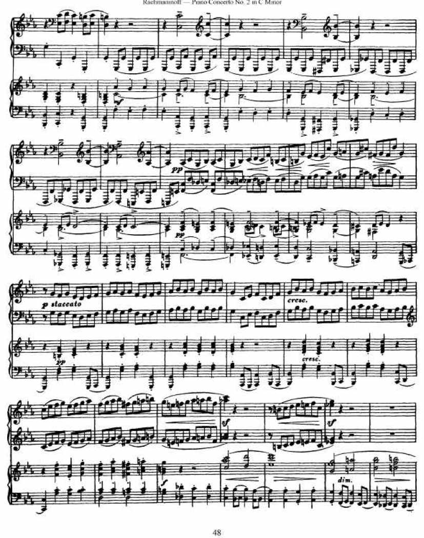 拉赫曼尼诺夫第二钢琴协奏曲 双钢琴版 Rakhmaninov Piano Concerto No.2 in C Minor钢琴谱