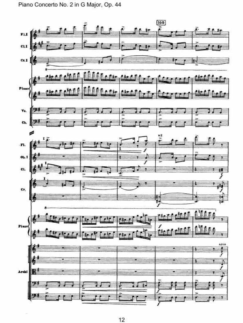 Piano Concerto No. 2 in G Major, Op. 44钢琴谱