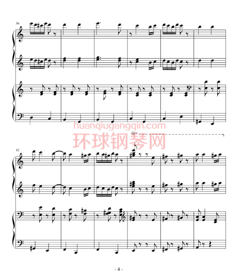 匈牙利舞曲第五号（四手联弹）钢琴谱