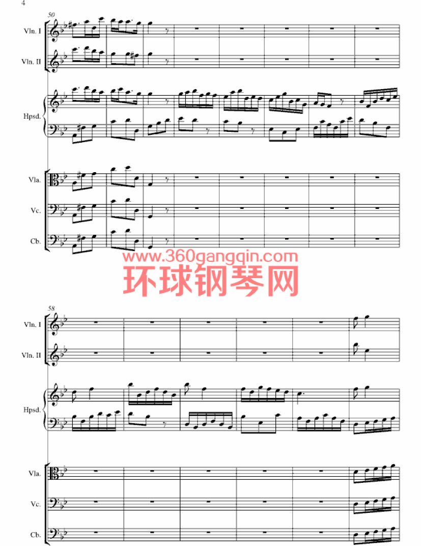 羽管键琴协奏曲 第三乐章 有节制的快板钢琴谱