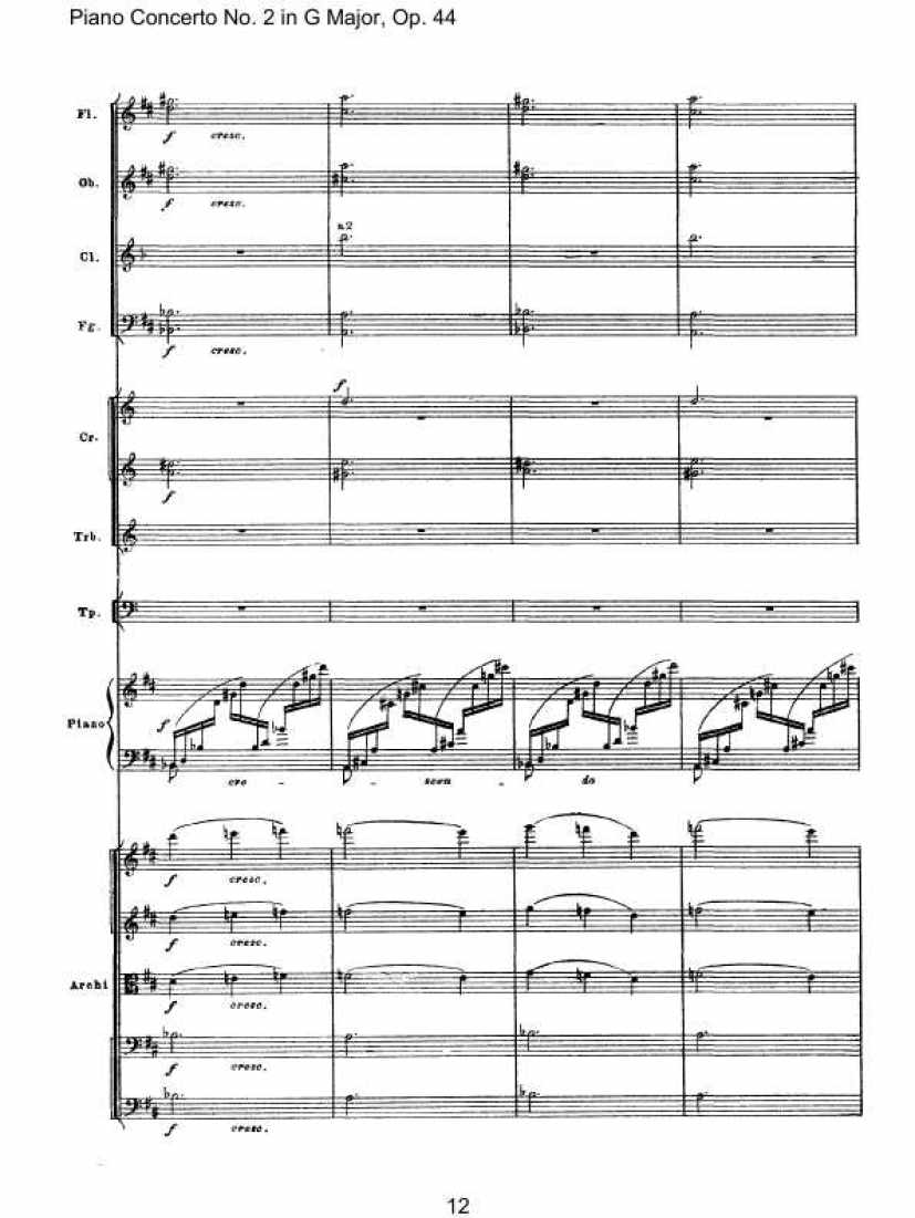 Piano Concerto No. 2 in G Major, Op. 44钢琴谱