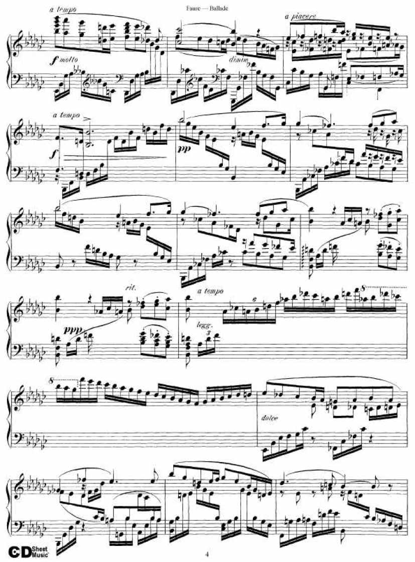 叙事曲 Ballade for Piano and Orchestra Op.19钢琴谱