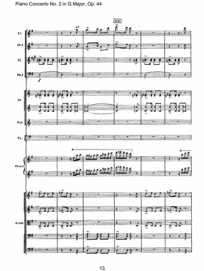 Piano Concerto No. 2 in G Major, Op. 44钢琴谱