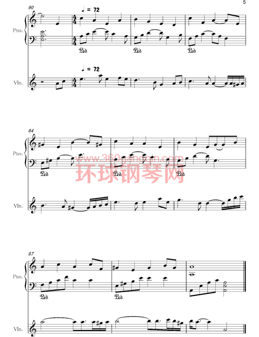 your lullaby （violin&piano version）钢琴谱