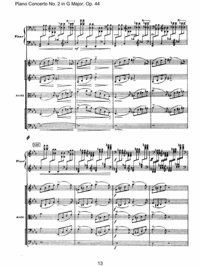 Piano Concerto No. 2 in G Major, Op. 44钢琴谱