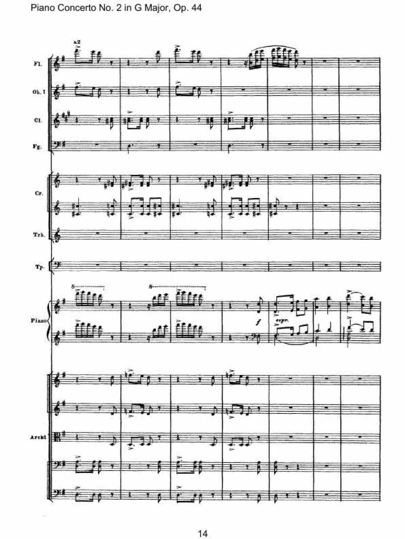 Piano Concerto No. 2 in G Major, Op. 44钢琴谱