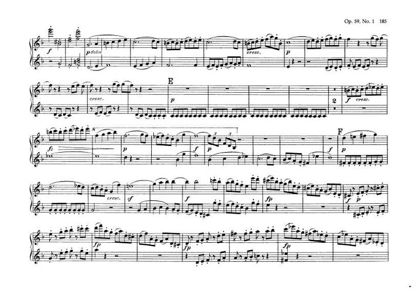 F大调第七弦乐四重奏 String Quartet No.7 in F Major Op.59钢琴谱