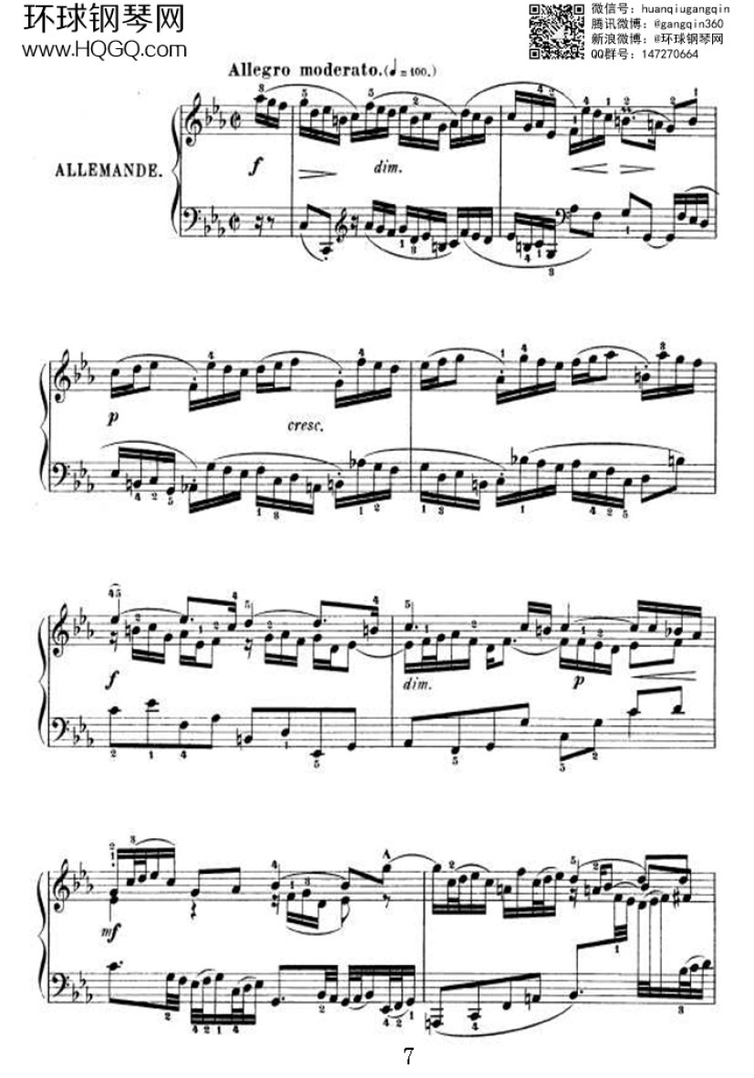 PARTITA 2（选自《6首帕蒂塔 Six Partitas BWV 825钢琴谱