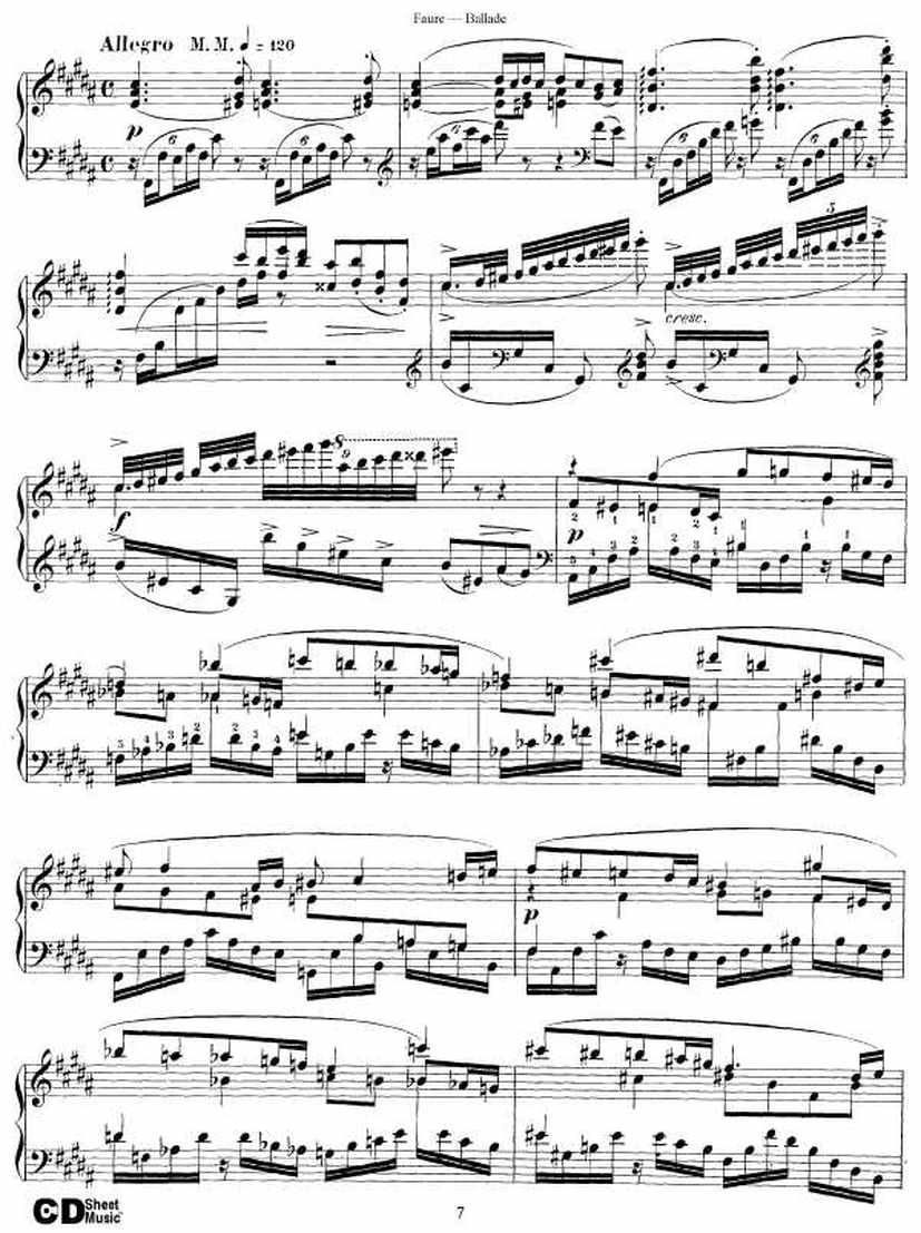 叙事曲 Ballade for Piano and Orchestra Op.19钢琴谱