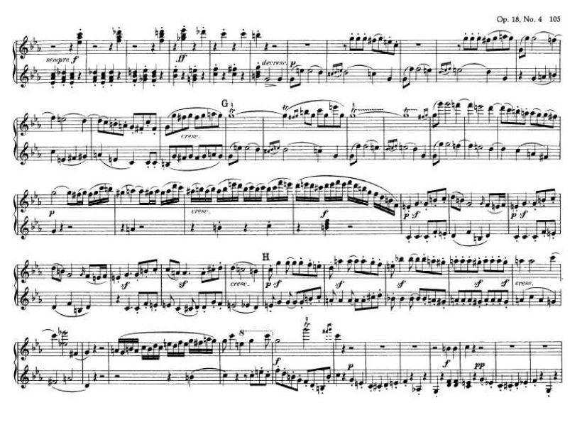 c小调第四弦乐四重奏 String Quartet No.4 in c Minor Op.18钢琴谱