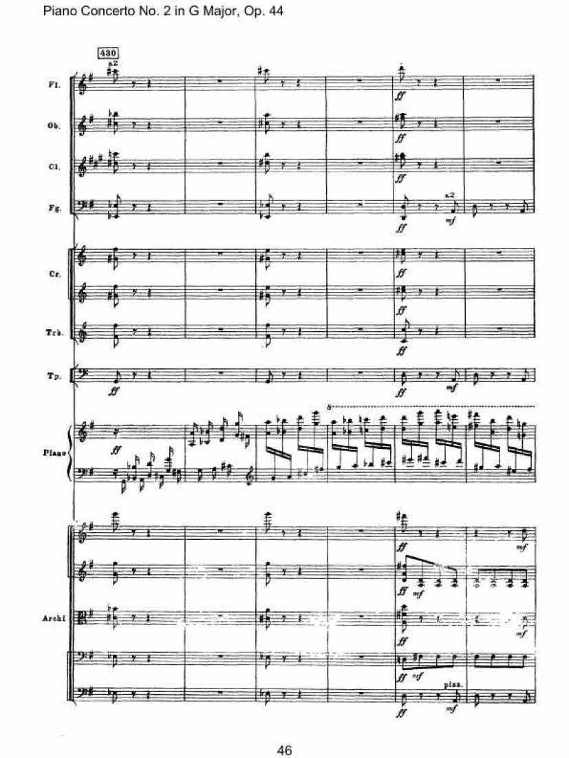 Piano Concerto No. 2 in G Major, Op. 44钢琴谱