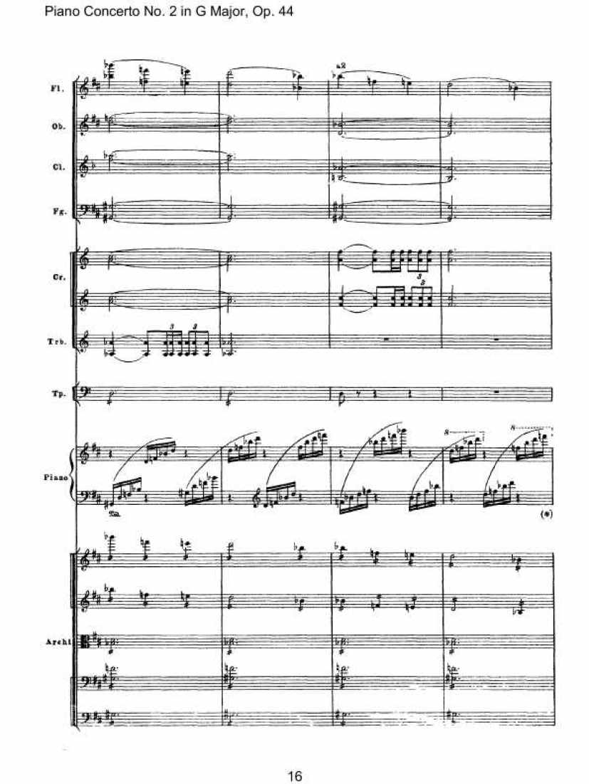 Piano Concerto No. 2 in G Major, Op. 44钢琴谱