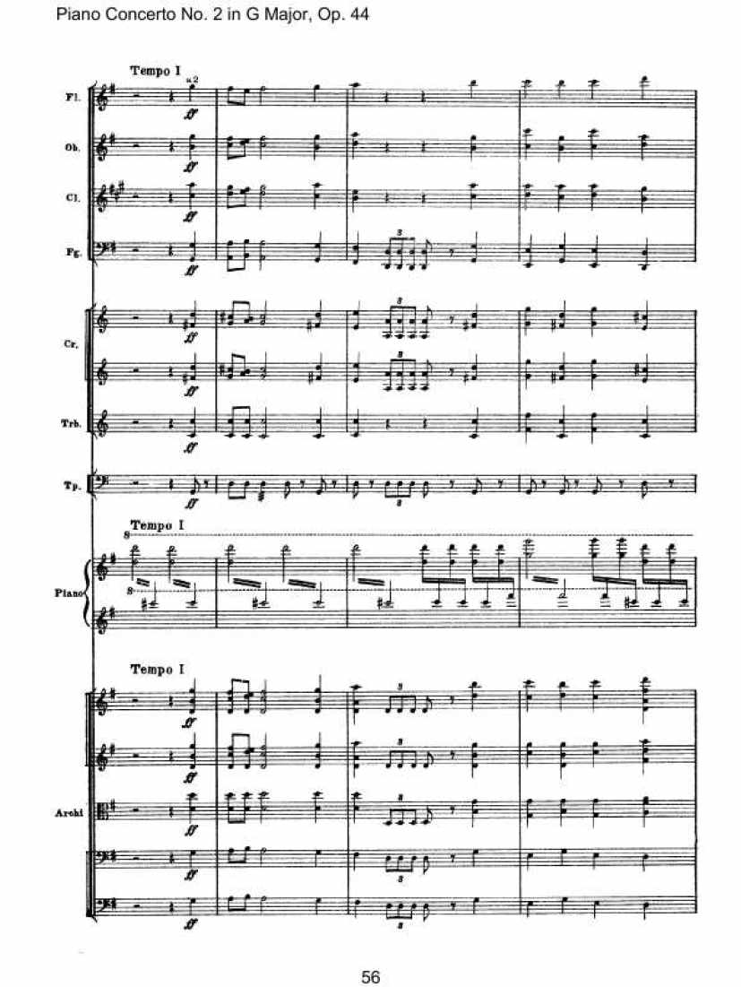 Piano Concerto No. 2 in G Major, Op. 44钢琴谱