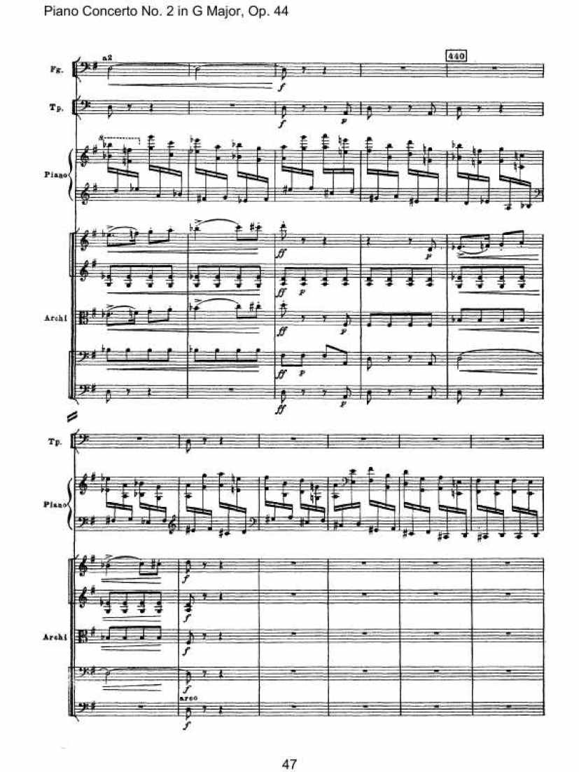 Piano Concerto No. 2 in G Major, Op. 44钢琴谱