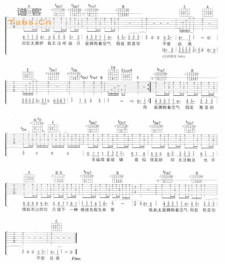 《爱如空气吉他谱》_孙俪_吉他图片谱2张 图2