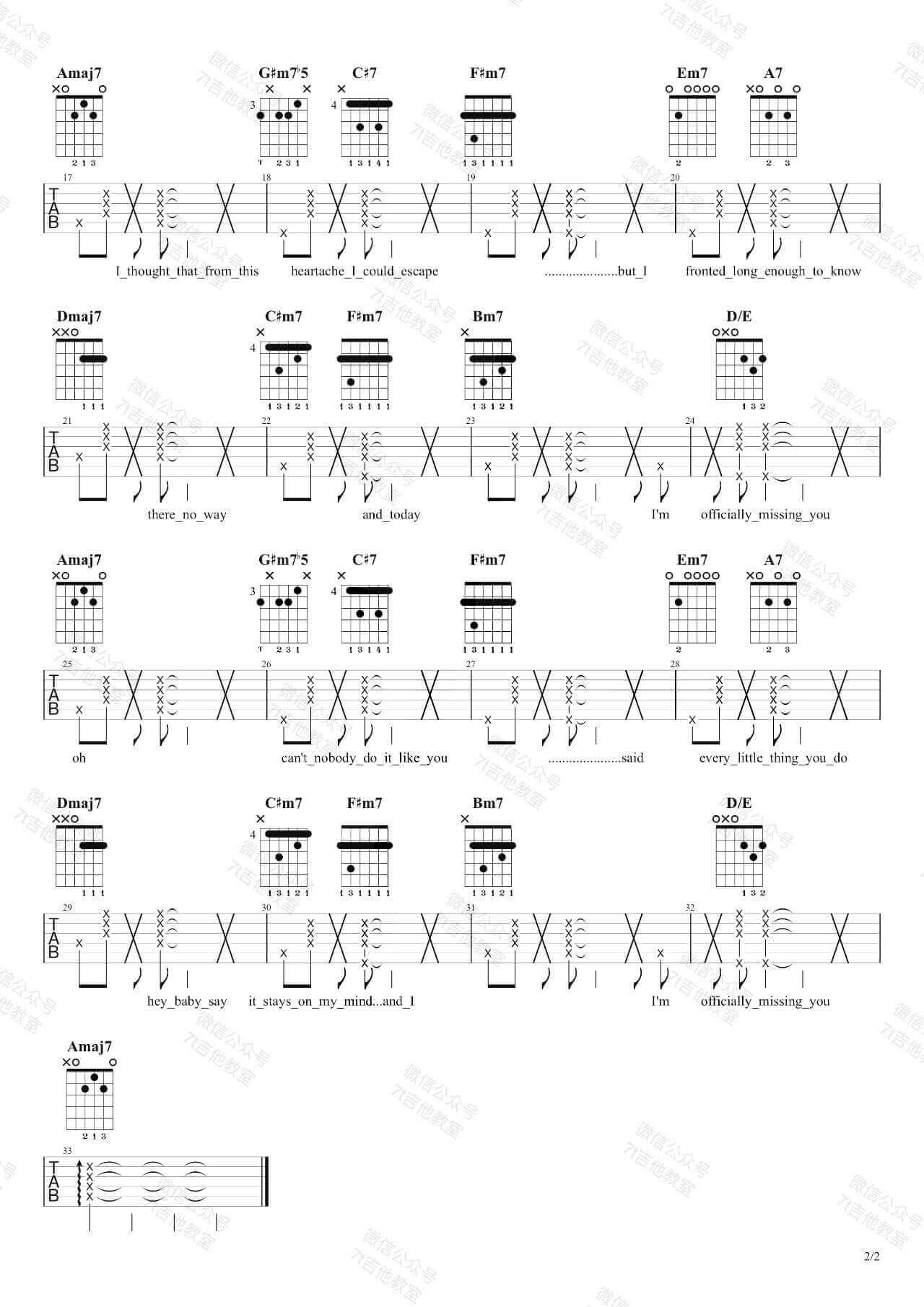 《Officially Missing You吉他谱》__吉他图片谱2张 图2